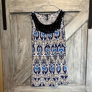 Maurices Blue and Black Geometric Blouse